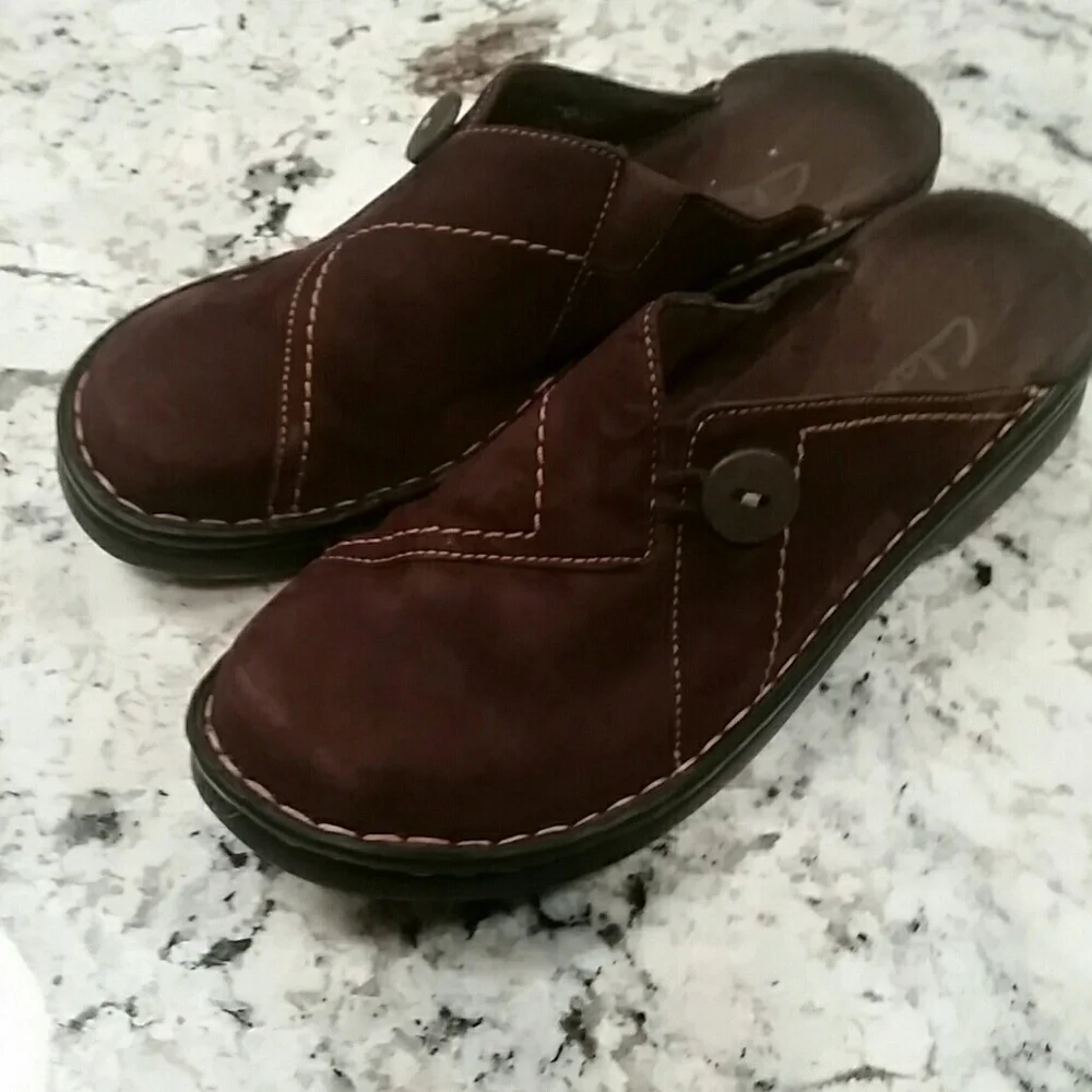 Clarks Brown Suede Slip-On Slide Oxfords 6M - Picture 7 of 8